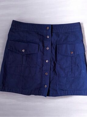 Banana Republic Navy Blue Button-Front Mini Skirt